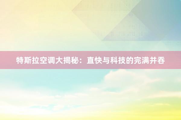 特斯拉空调大揭秘：直快与科技的完满并吞